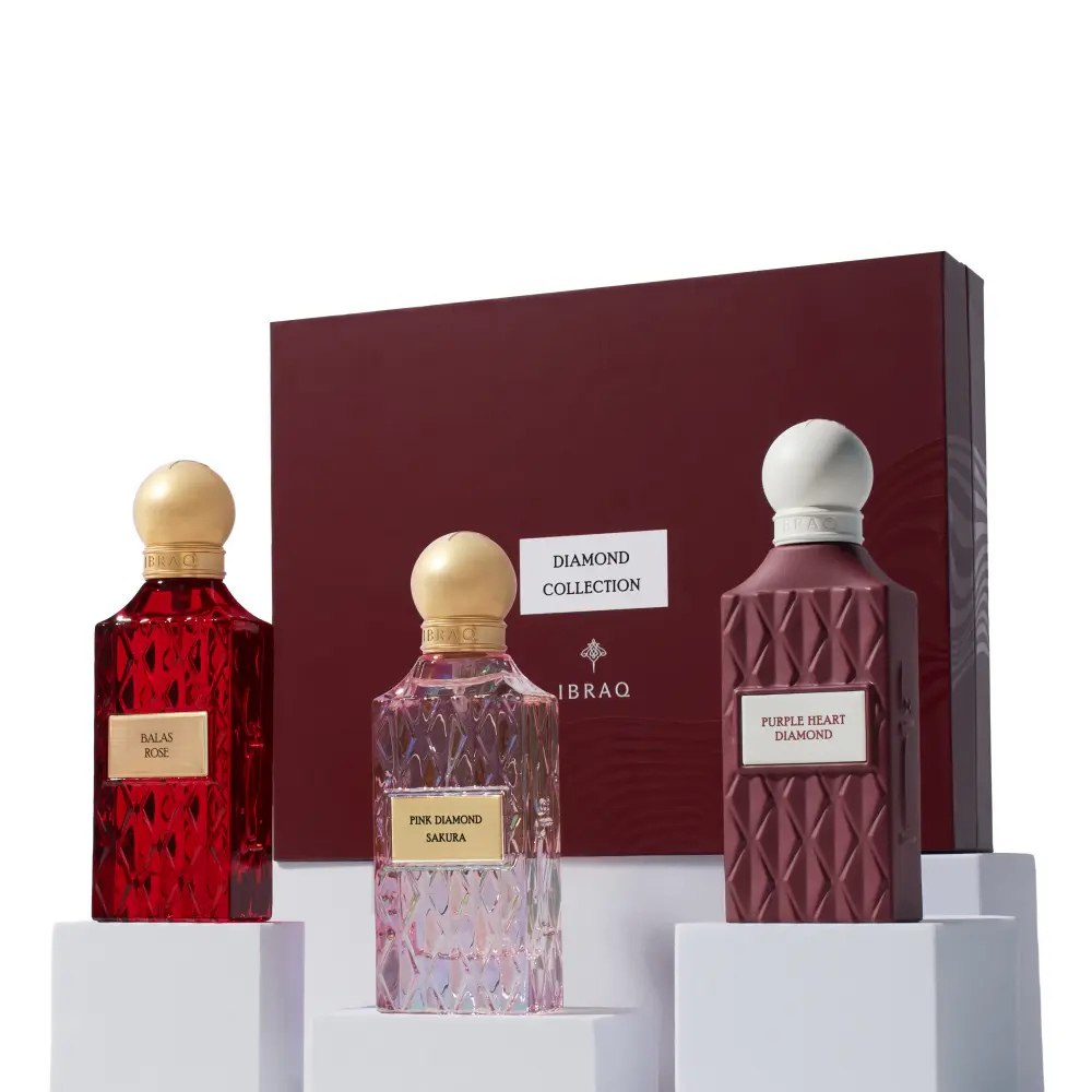 Ibrahim Al Qurashi Diamond Collection Maroon Box (75ml × 3)